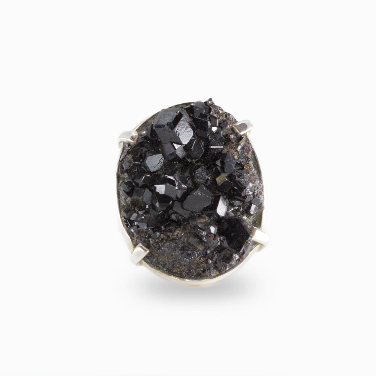 Deep red African garnet gemstone ring set in silver