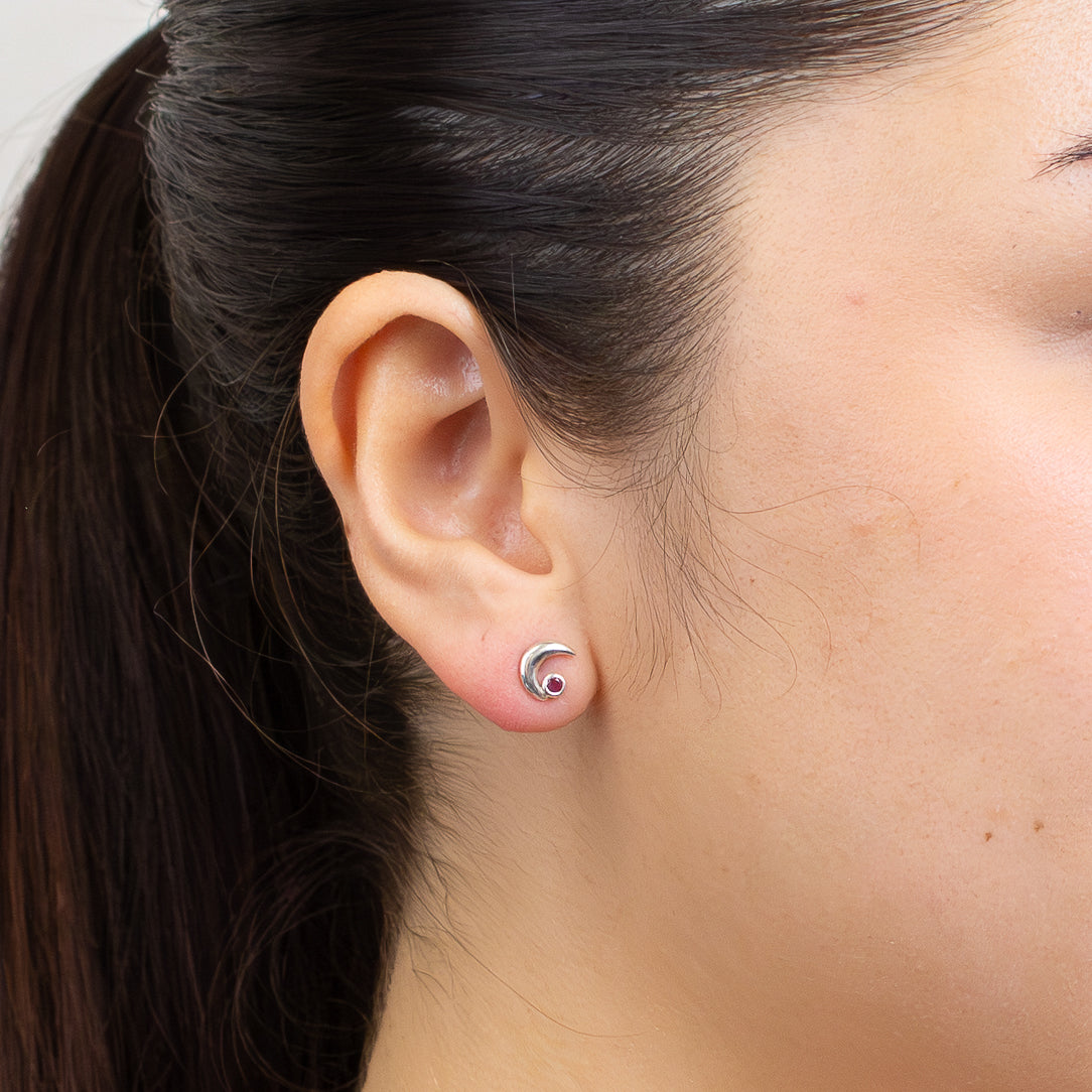 Ruby Moon Stud Earrings