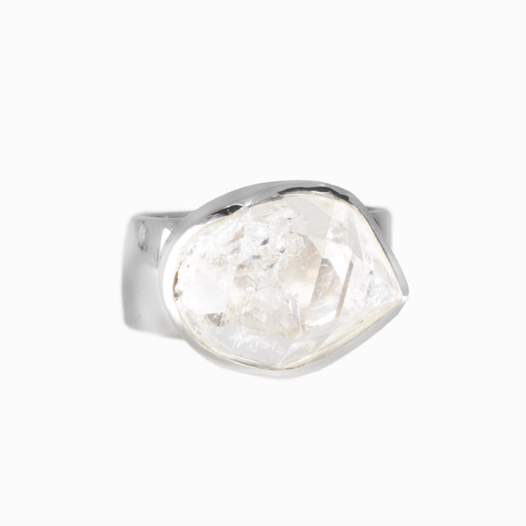 RAW HERKIMER DIAMOND RING STERLING SILVER