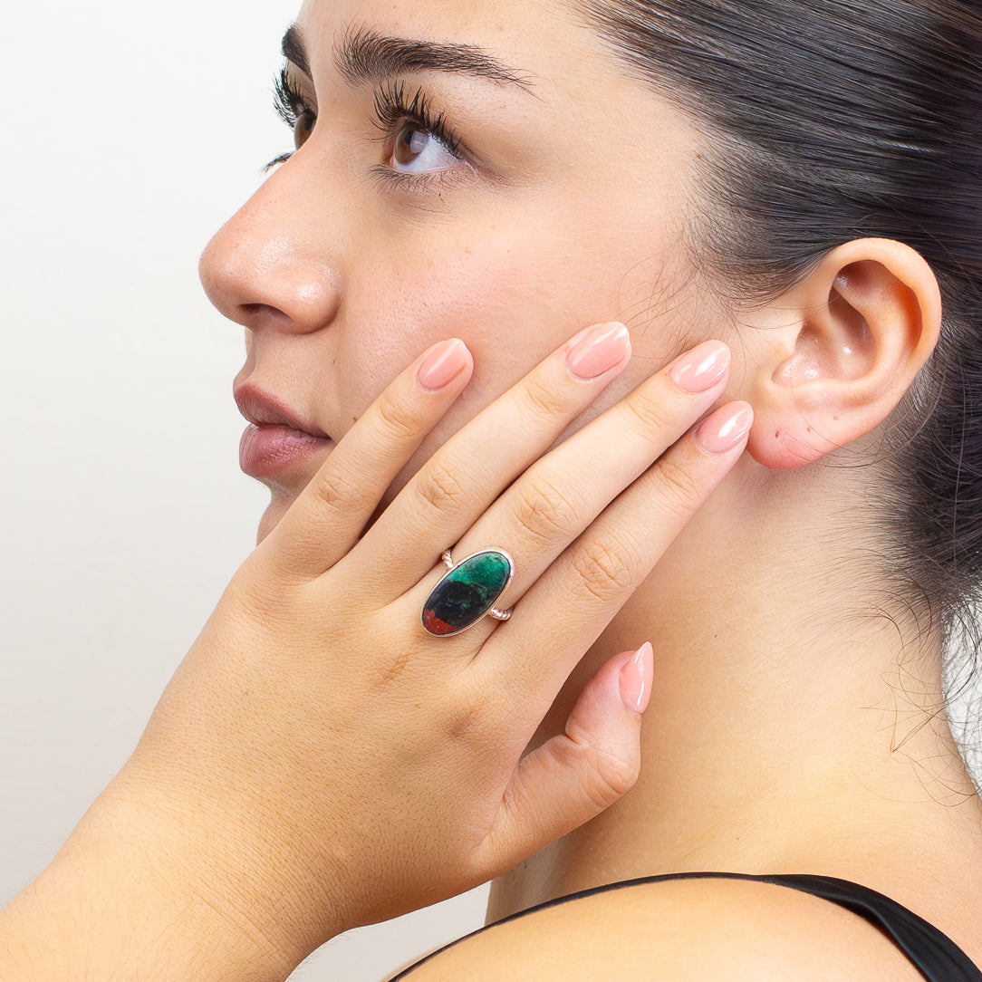 cabochon chrysocolla cuprite ring