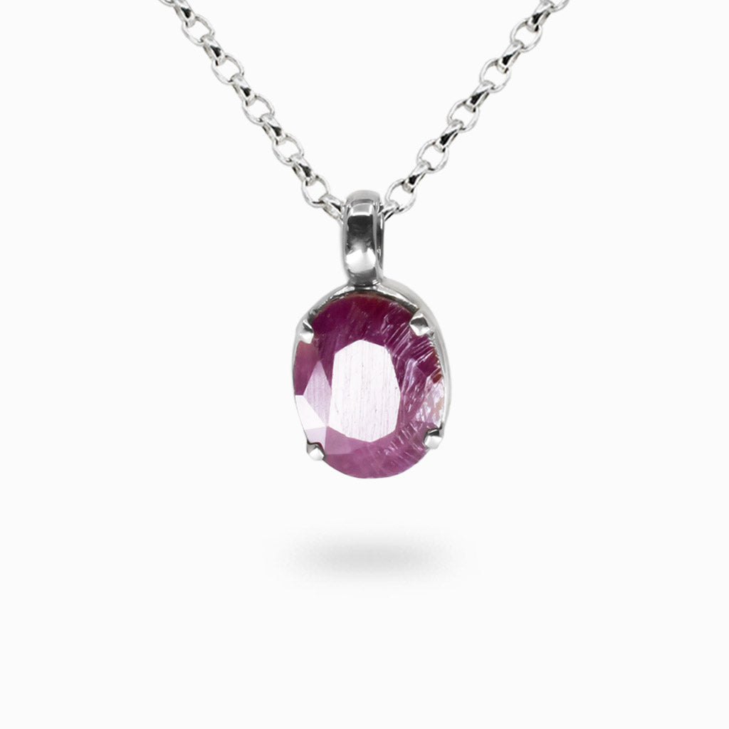 FACETED OVAL RUBY NECKLACE
