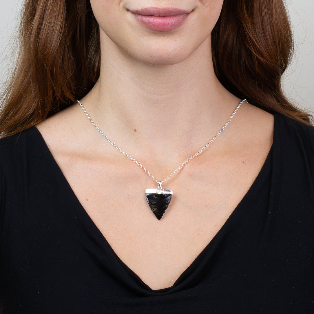 Apache Tear Obsidian & Rainbow Moonstone Necklace