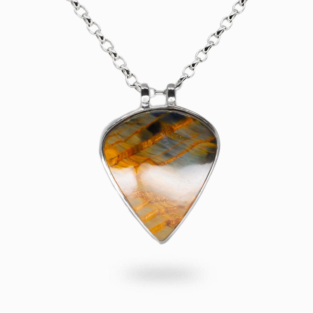 CABOCHON PIETRESITE TEAR NECKLACE STERLING SILVER 