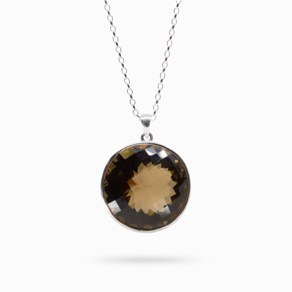 FACETED SMOKEY QUARTZ NECKLACE 