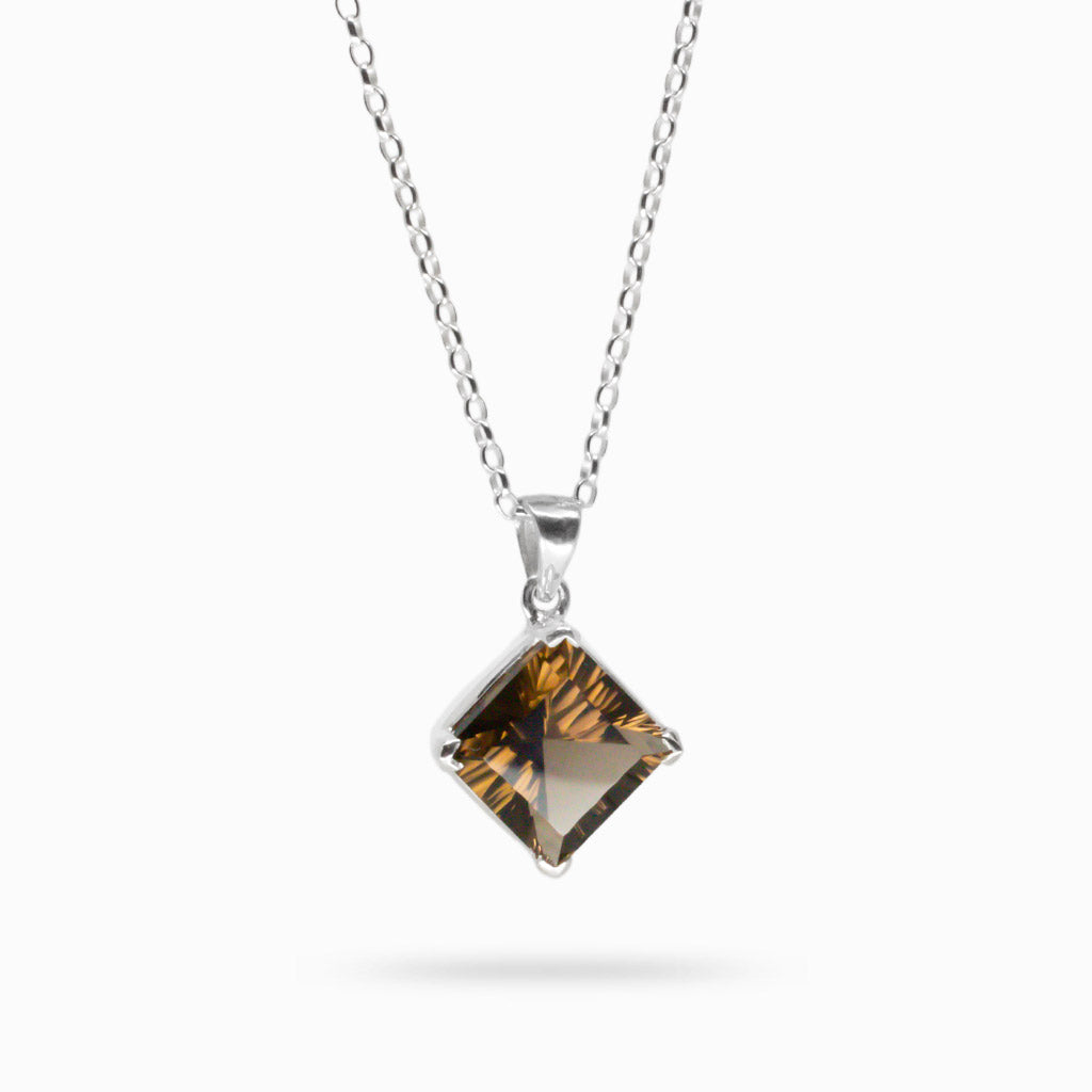 FACETED SMOKEY QUARTZ NECKLACE 