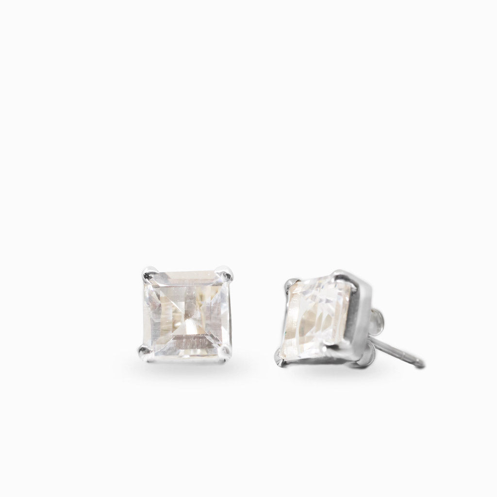 Clear Quartz Stud Earrings
