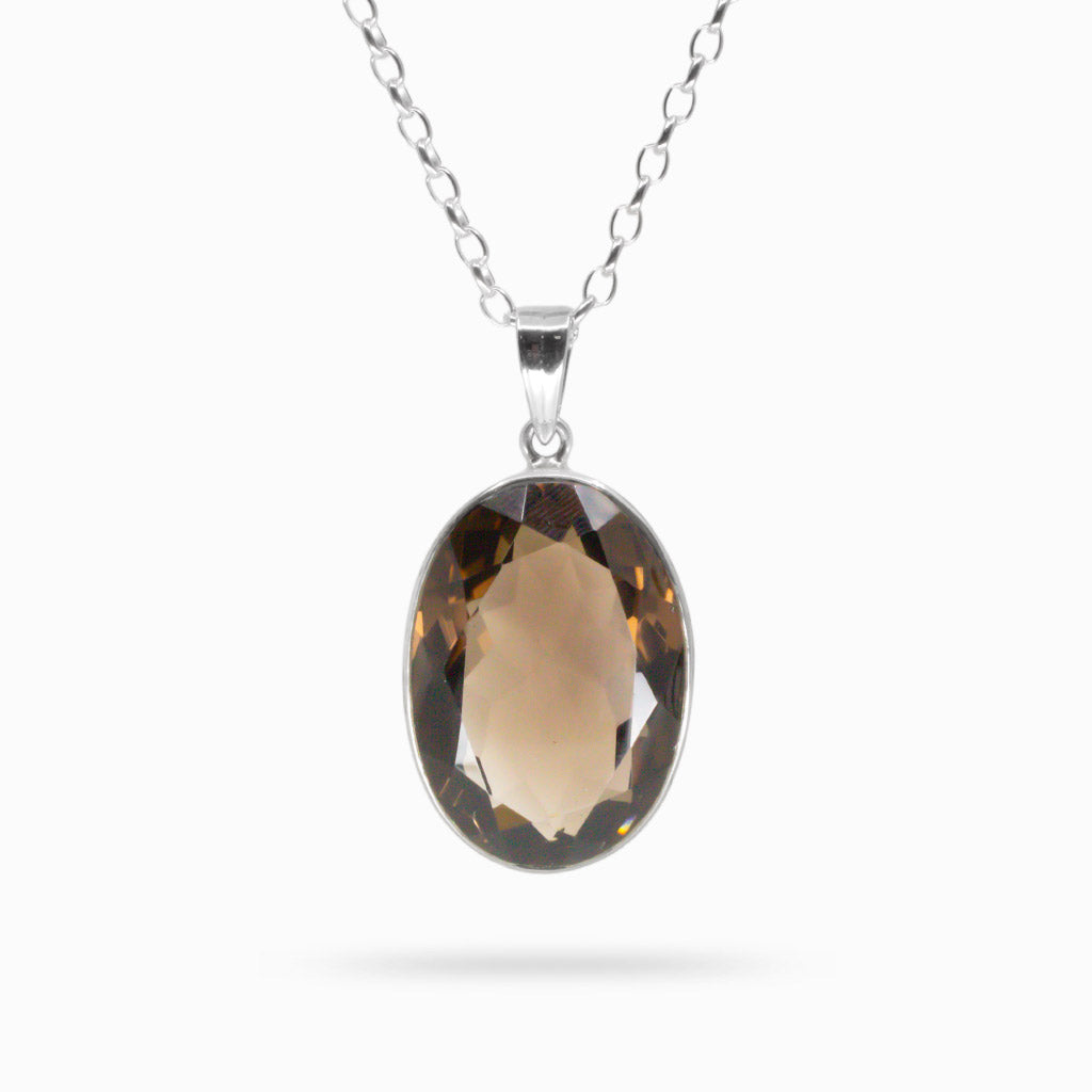FACETED SMOKEY QUARTZ NECKLACE