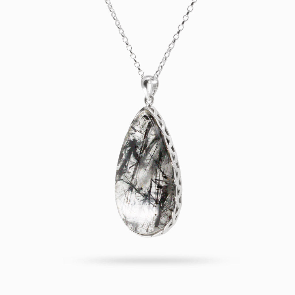 CABOCHON TOURMALINATED QUARTZ NECKLACE