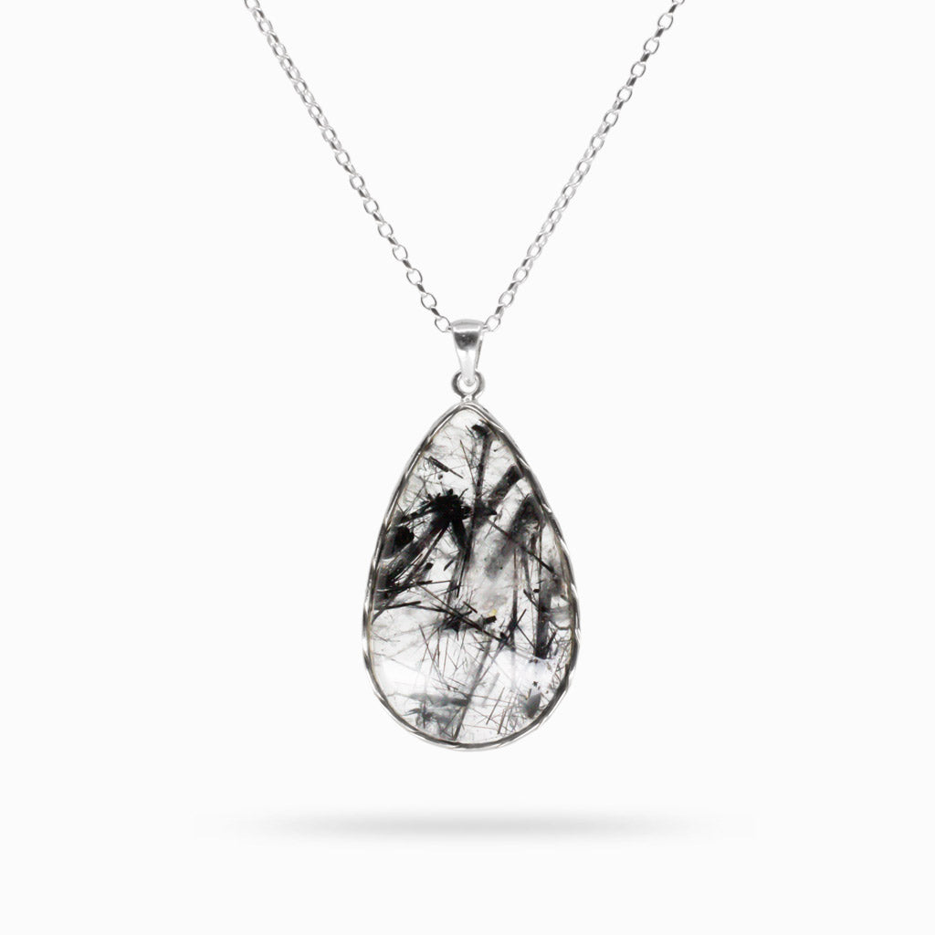 CABOCHON TOURMALINATED QUARTZ NECKLACE