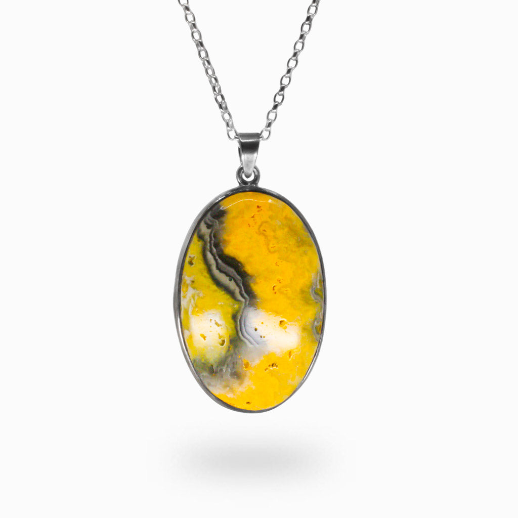 CABOCHON BUMBLEBEE JASPER NECKLACE STERLING SILVER