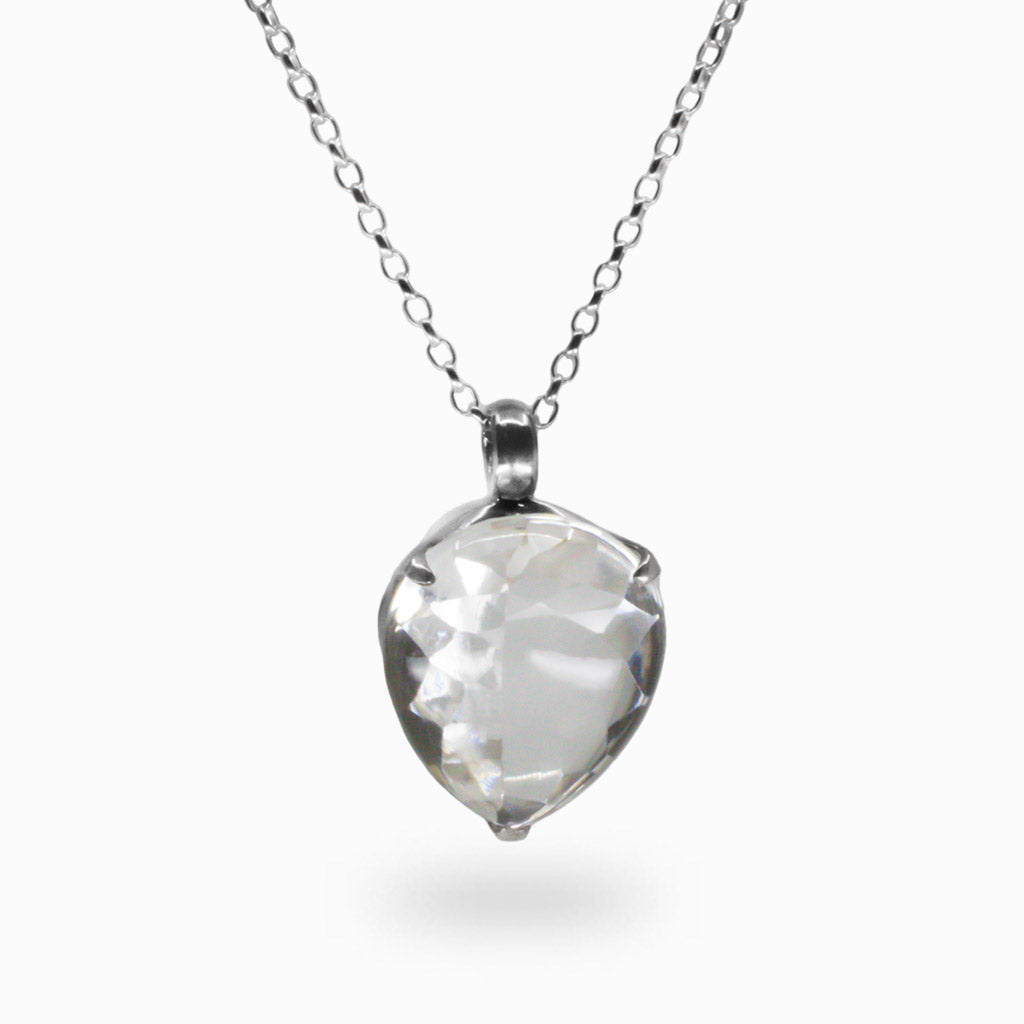 MIXED CUT CLEAR QUARTZ NECKLACE STERLING SILVER