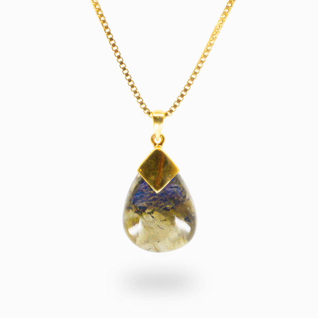 CABOCHON LABRADORITE IN YELLOW GOLD VERMEIL 