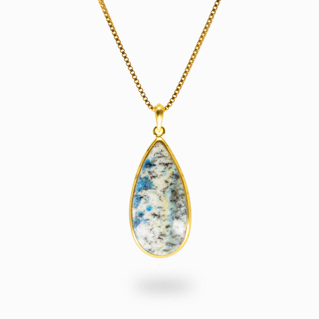 CABOCHON TEAR K2JASPER NECKLACE IN YELLOW GOLD VERMEIL 