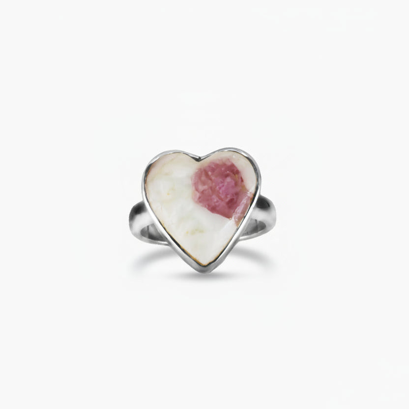 CABOCHON HEART PINK TOURMALINE RING |MADE IN EARTH