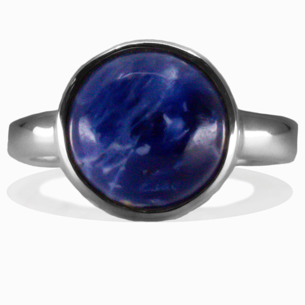 CABOCHON ROUND SODALITE RING MADE IN EARTH