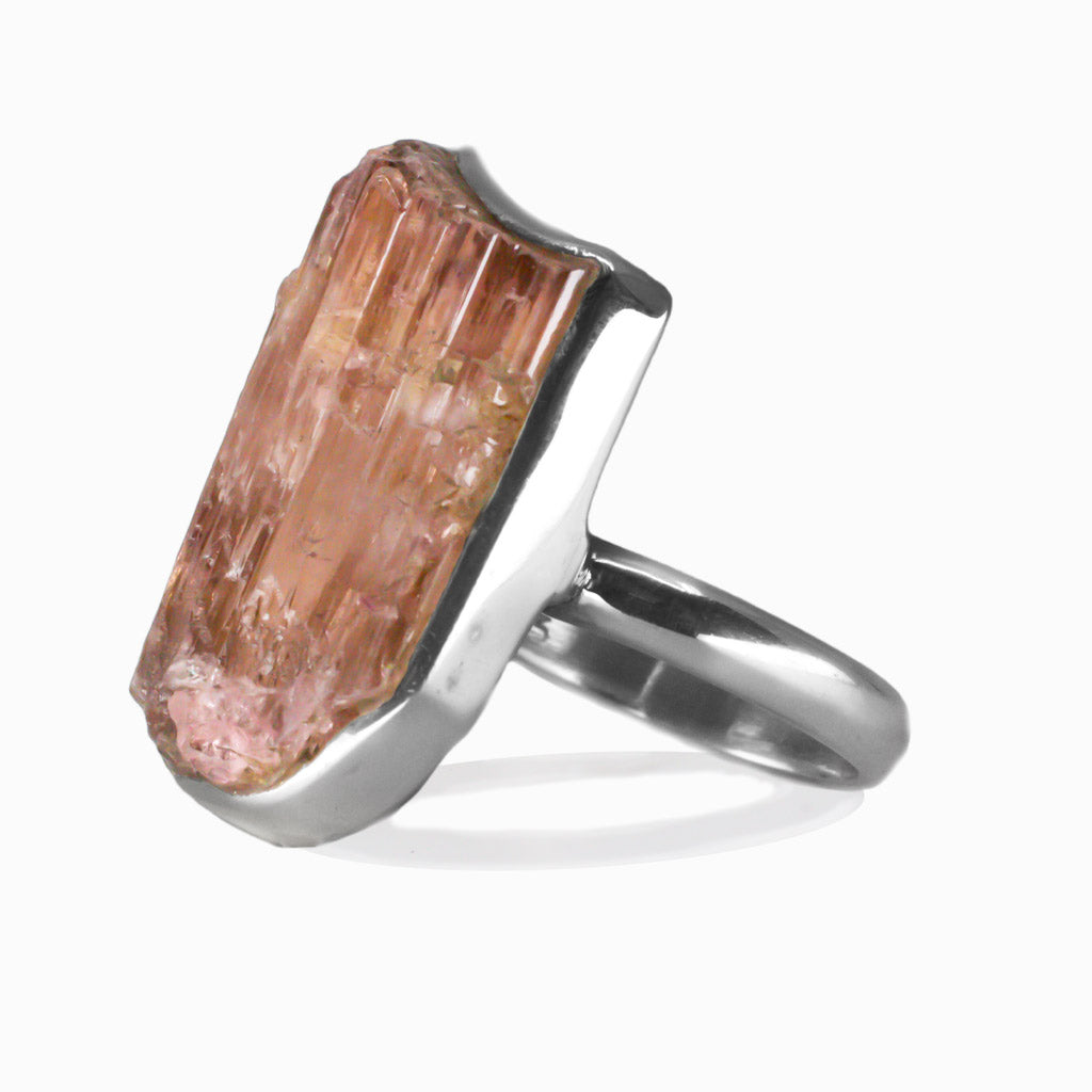 RAW PINK TOURMALINE RING ORGANIC STERLING SILVER  | MADE IN EARTH