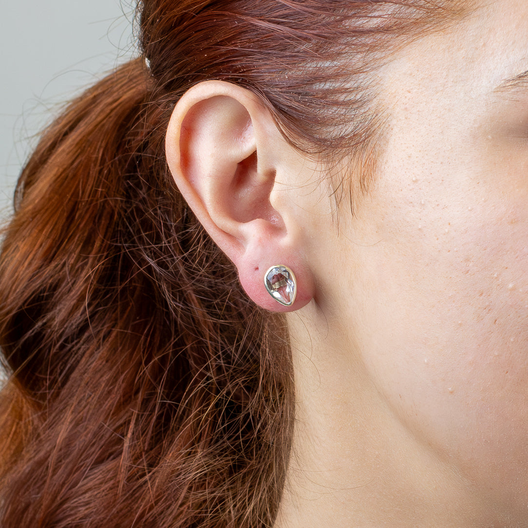 Clear Quartz Stud Earrings