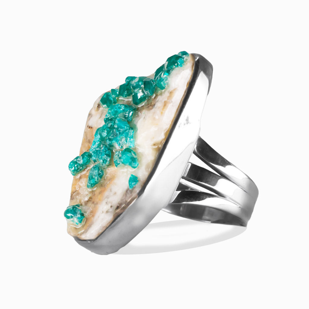 RAW DIOPTASE RING STERLING SILVER | MADE IN EARTH
