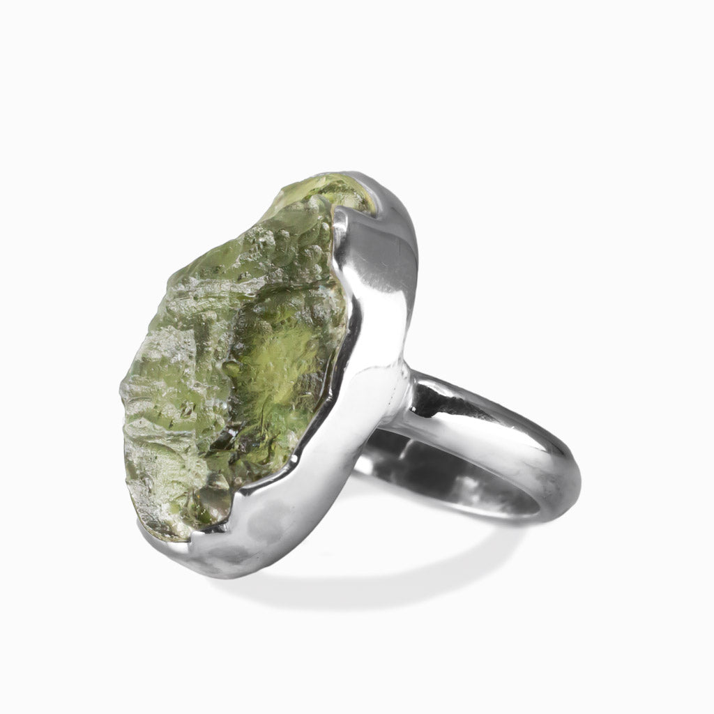 RAW MOLDAVITE STERLING SILVER RING | MADE IN EARTH