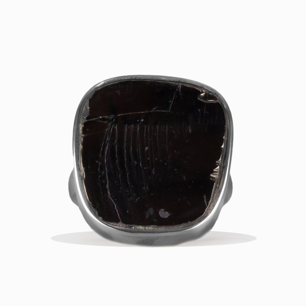 RAW SHUNGHITE SQUARE BEZEL STERLING SILVER RING | MADE IN EARTH