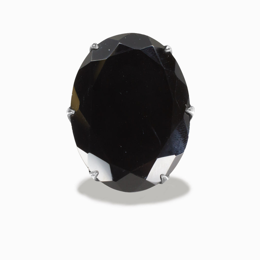 FACETED ONYX LARGE OVAL RING STERLING SILVER | MADE IN EARTH