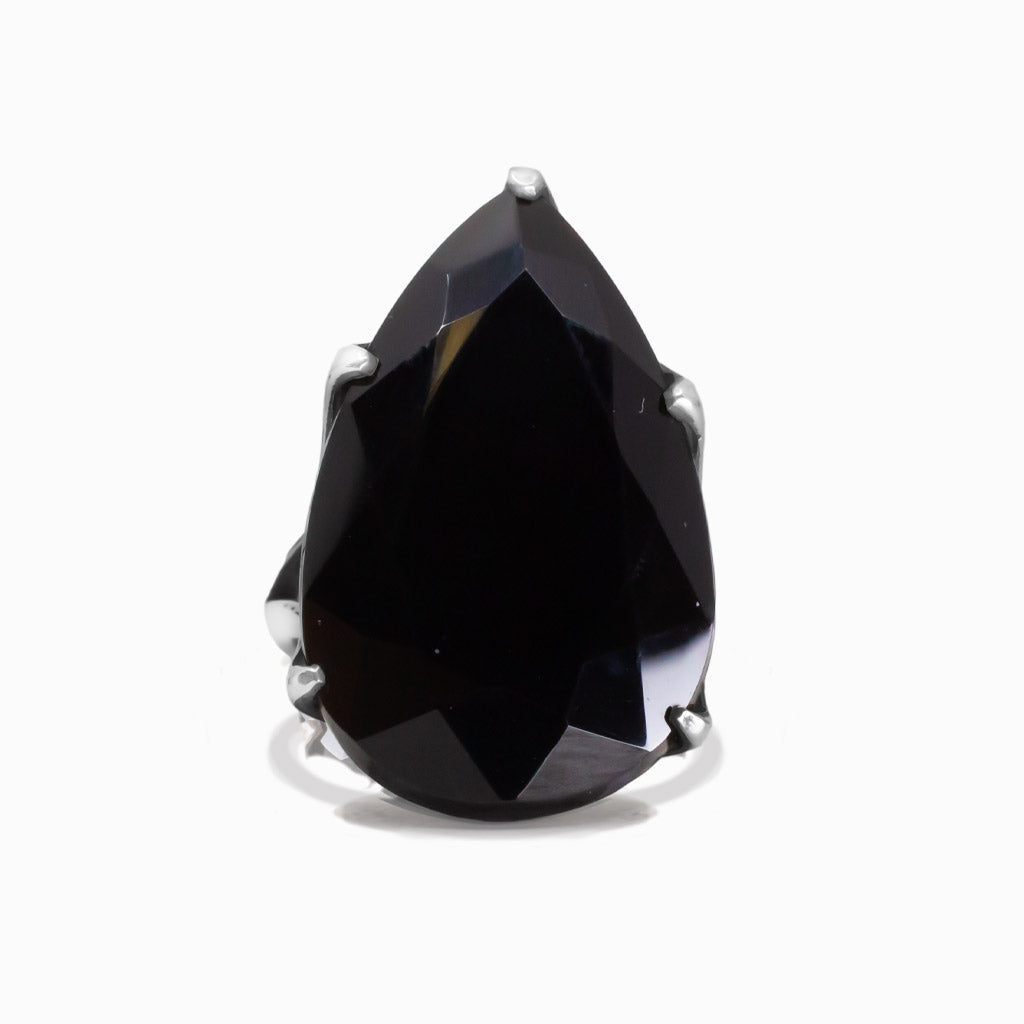 FACETED TEAR ONYX RING STERLING SILVER | MADE IN EARTH