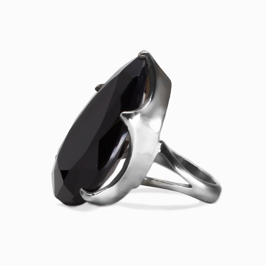 FACETED TEAR ONYX RING STERLING SILVER | MADE IN EARTH