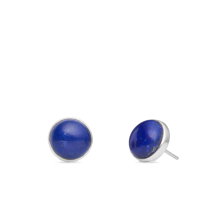 CABOCHON LAPIS LAZULI STUD EARRINGS