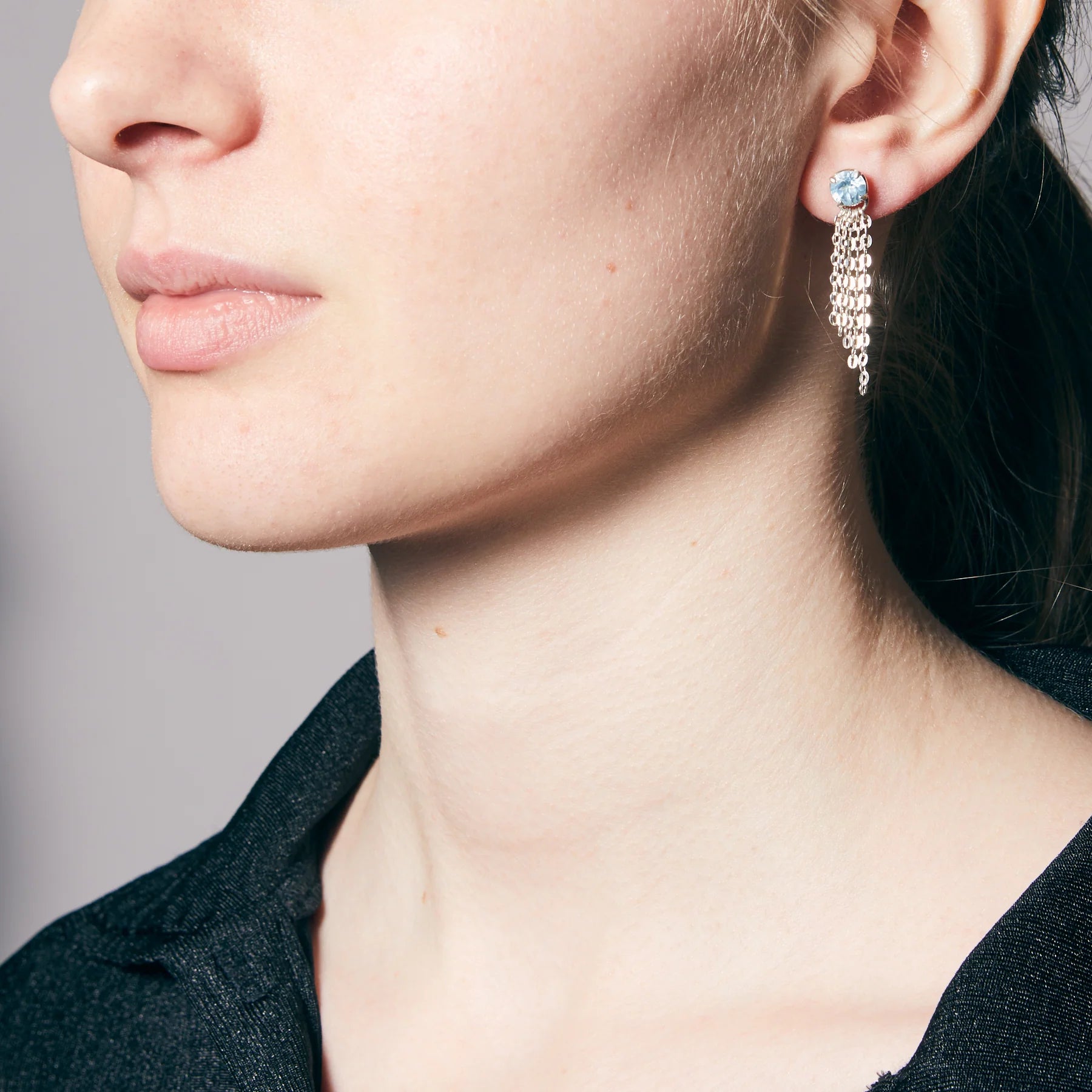 Blue Topaz Stud Drop Earrings