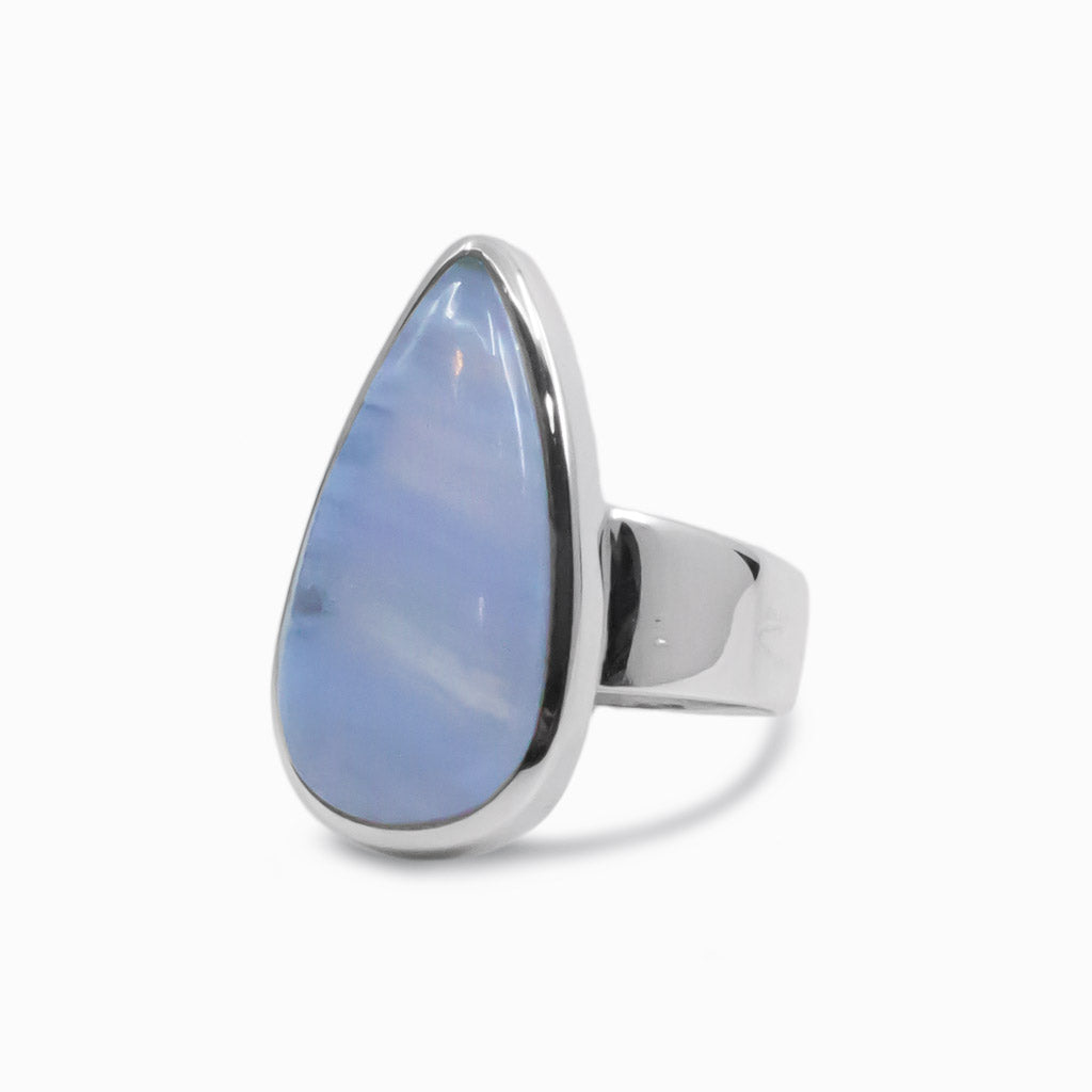 Tear Cabochon Blue Lace Agate ring