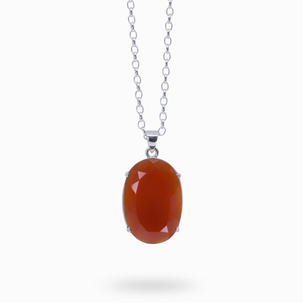 FACETED OVAL CARNELIAN NECKLACE 