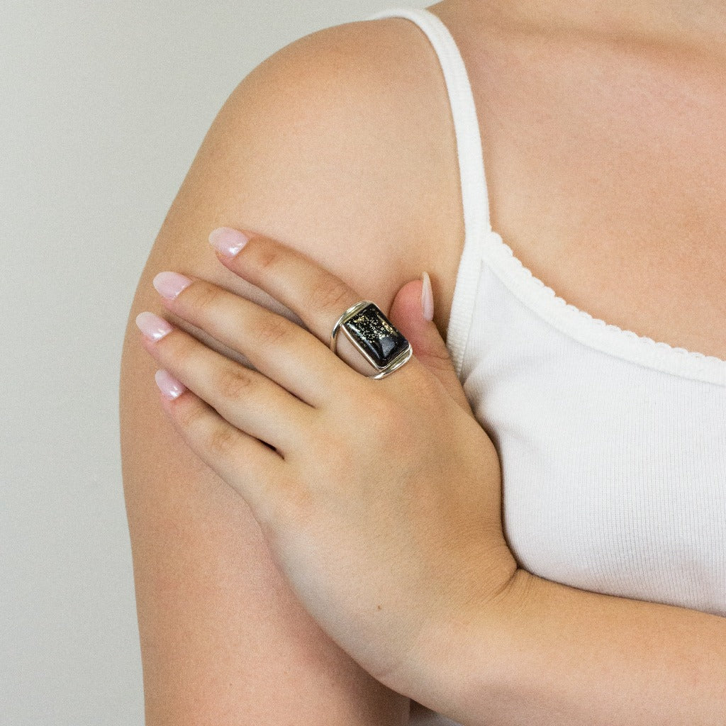 Swiss Pyrite ring on model