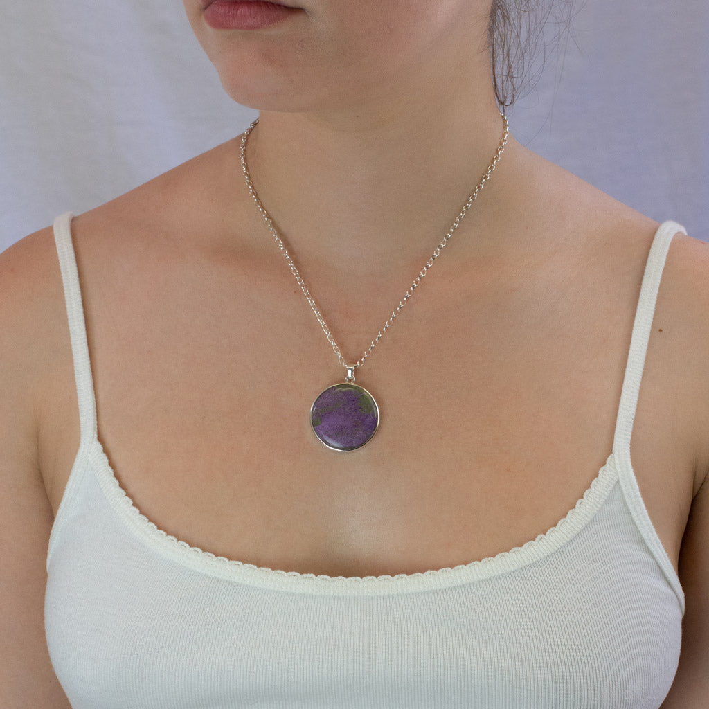 Round Cabochon Purpurite necklace