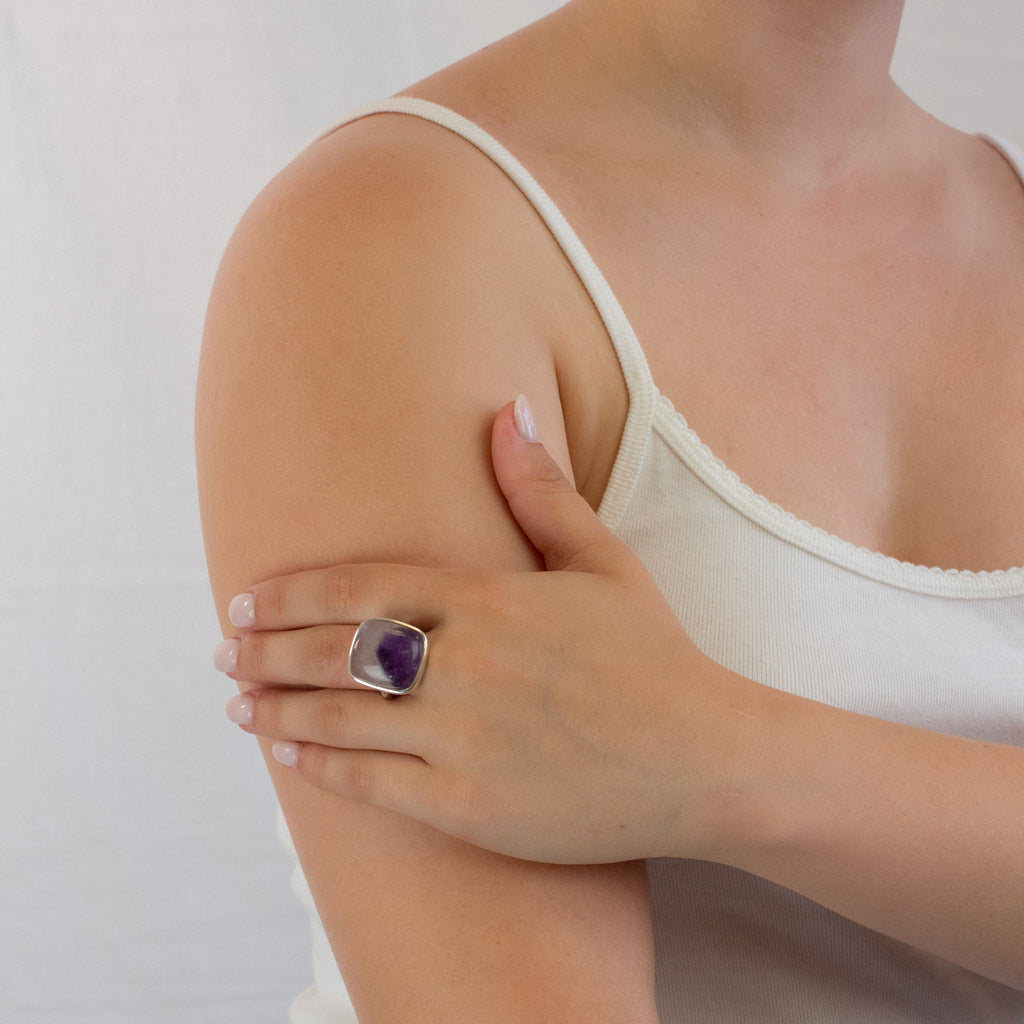 Chevron Amethyst ring on model