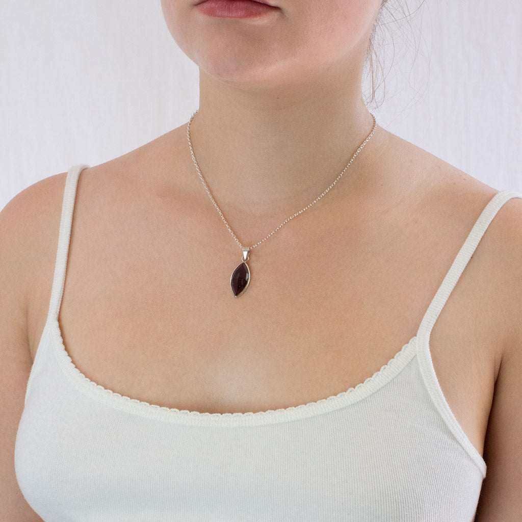 Garnet necklace on model