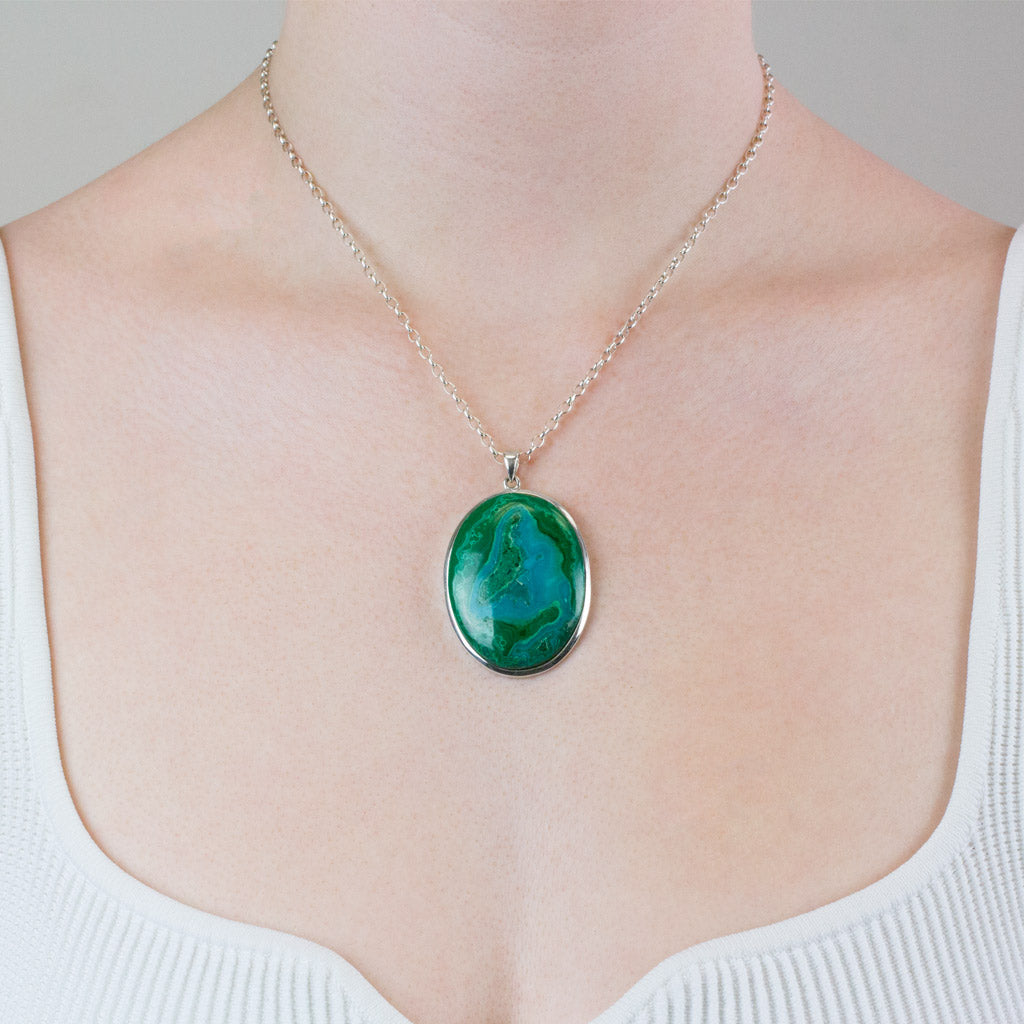 Chrysocolla Malachite Necklace on Model