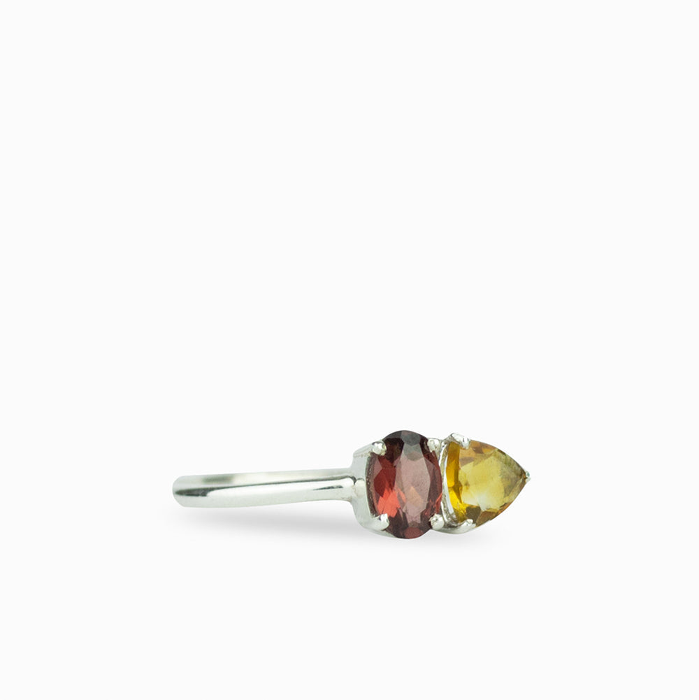 Citrine and Garnet Ring