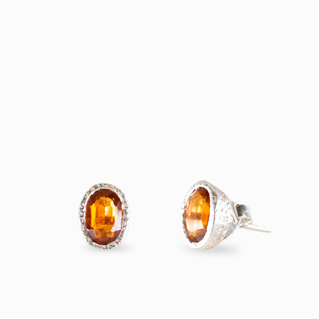 Hessonite Garnet Stud Earrings