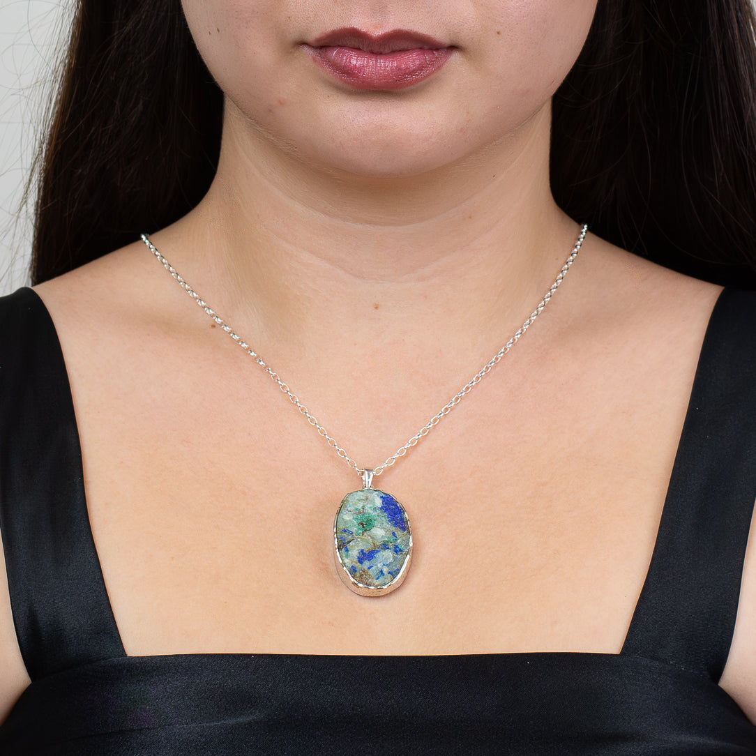 Azurite Malachite In Quartz Necklace