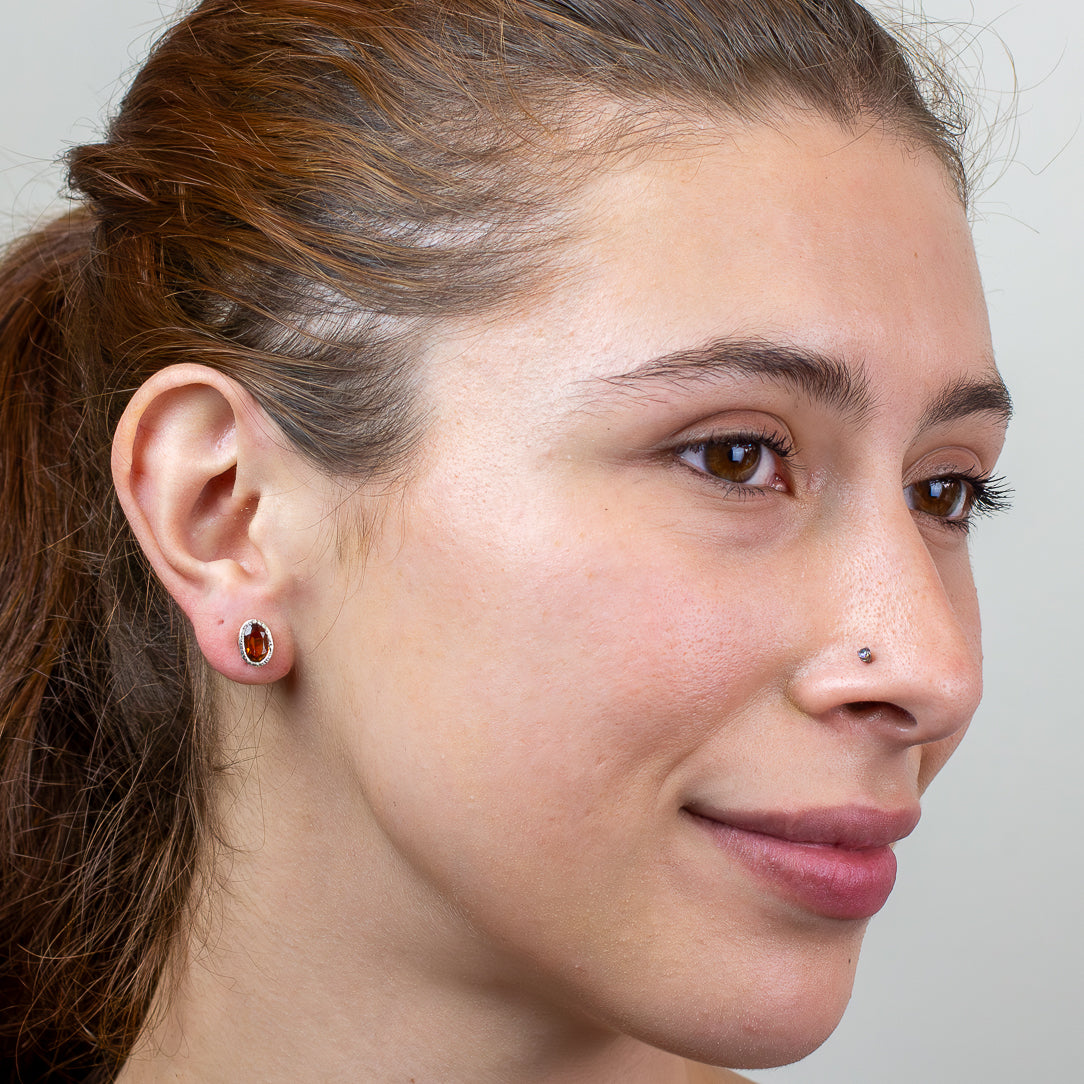 Hessonite Garnet Stud Earrings