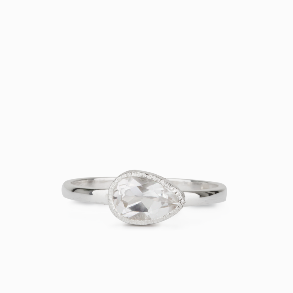 FACETED CLEAR QUARTZ RING