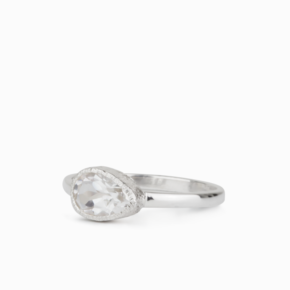 FACETED CLEAR QUARTZ RING