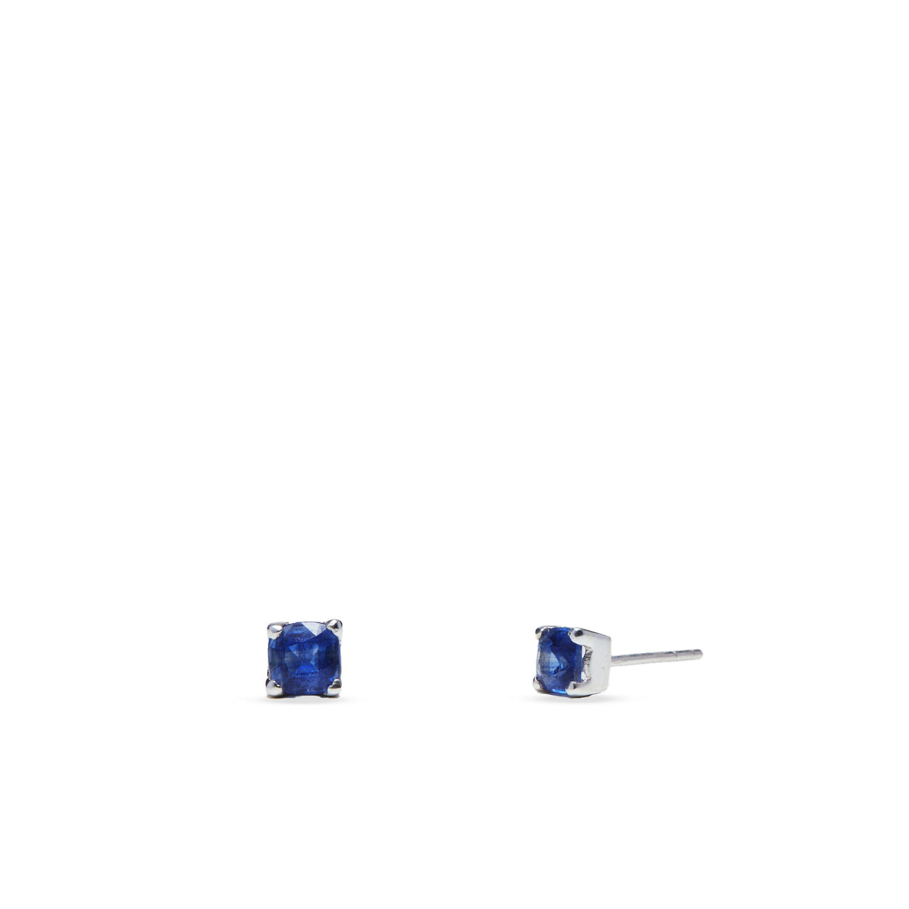 FACETED BLUE KYANITE ROUND STUD DROPS STERLING SILVER | MADE IN EARTH