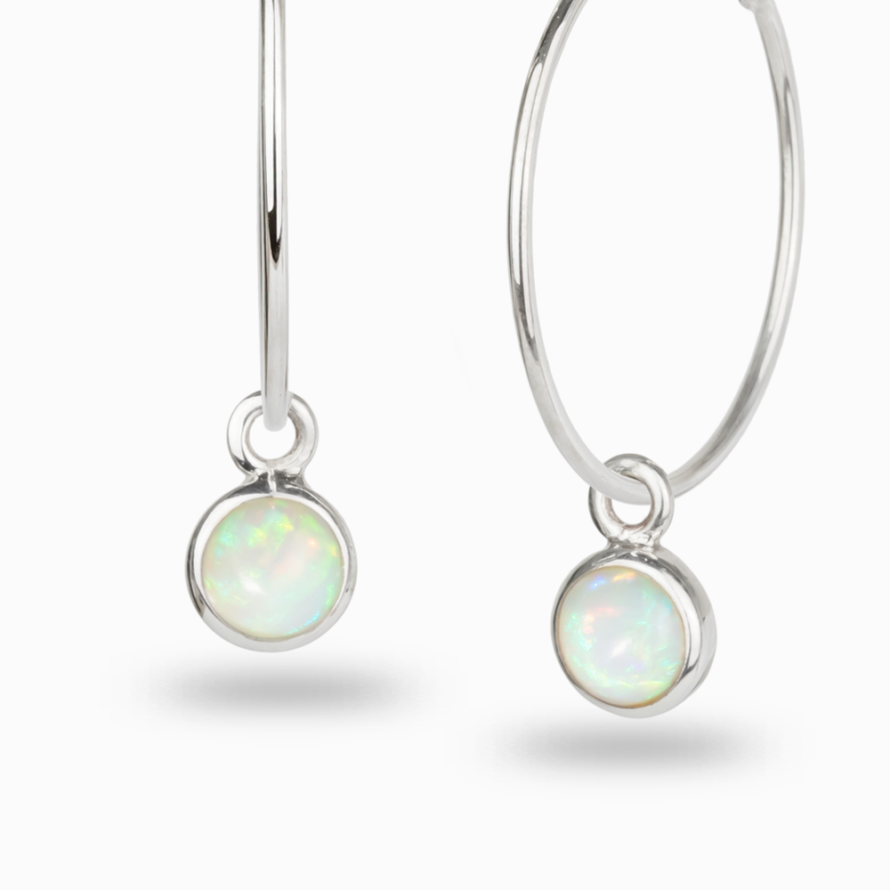 CABOCHON PRECIOUS OPAL HOOP CHARM 