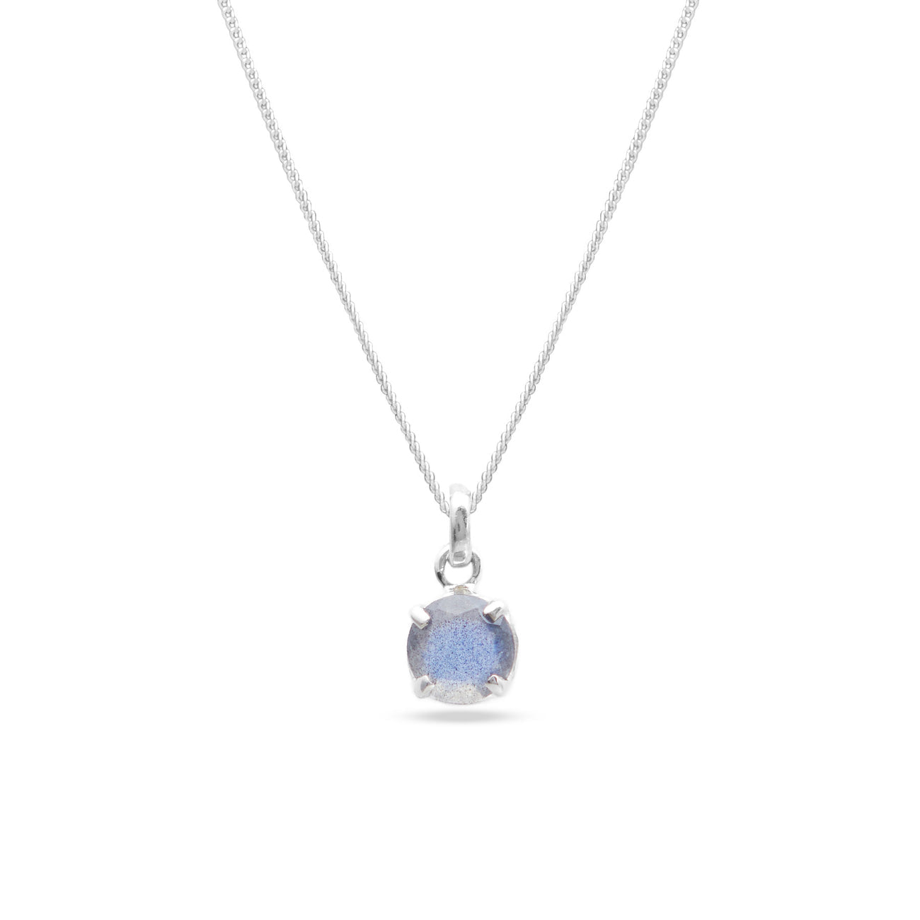 faceted labradorite round necklace in sterling silver | made in earth