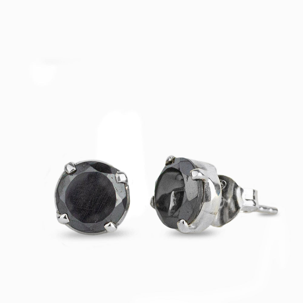 FACETED HEMATITE EARRINGS 