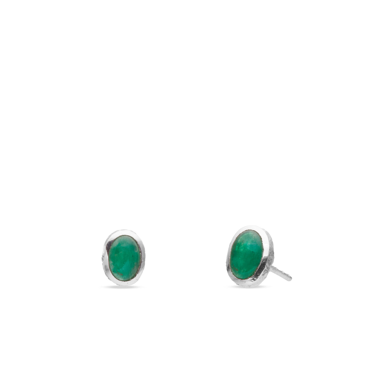 AVENTURINE CABOCHON STUD EARRINGS STERLING SILVER | MADE IN EARTH 