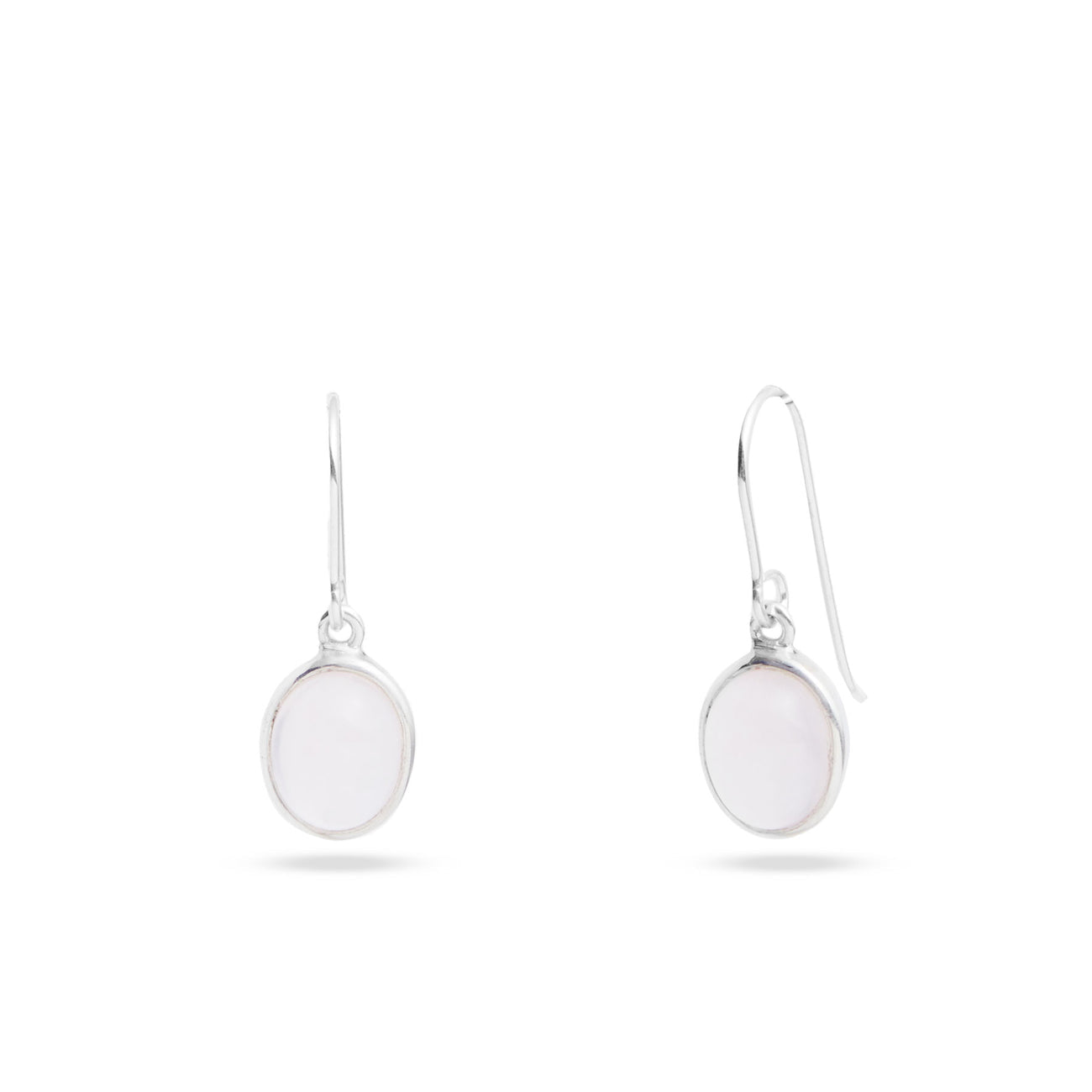 CABOCHON ROSE QUARTZ DROP EARRINGS STERLING SILVER | MADE IN EARTH