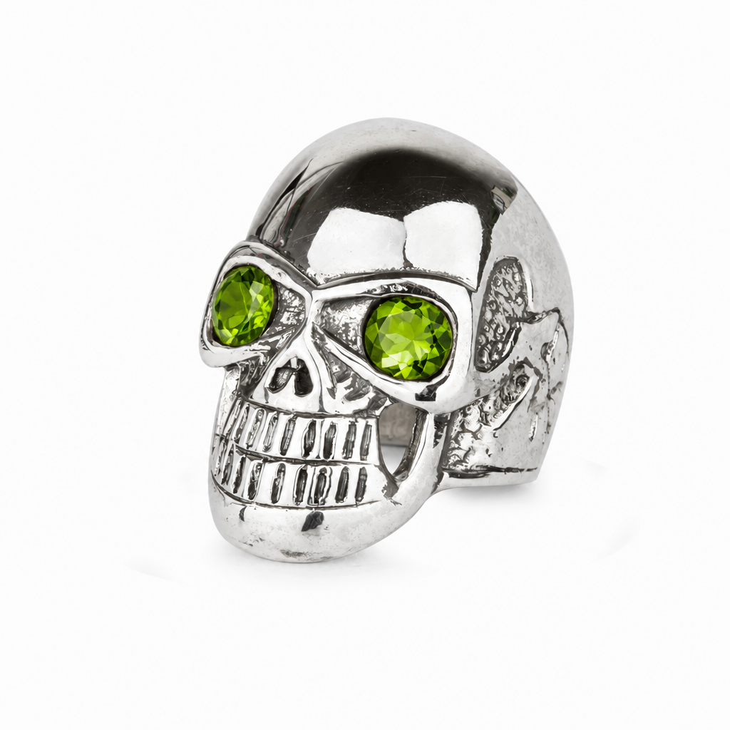 Peridot Skull Ring
