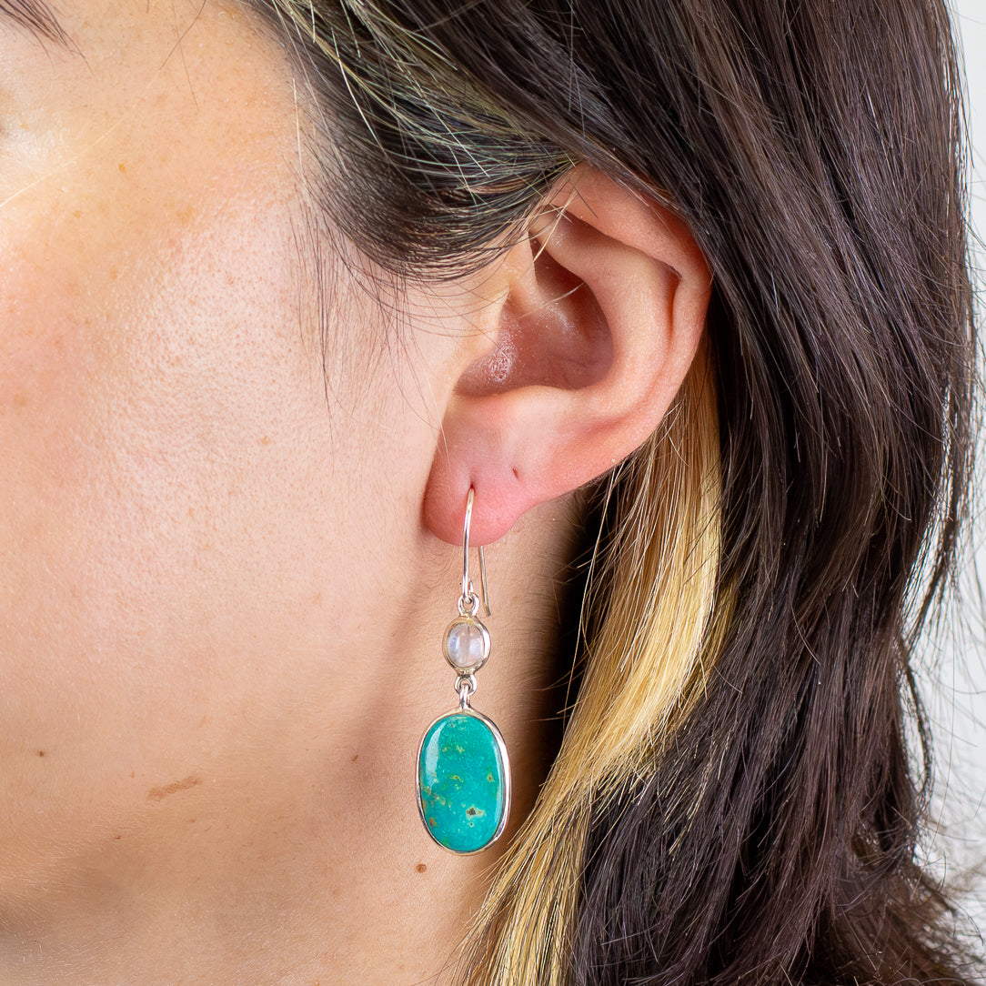 Campo Frio Turquoise & Rainbow Moonstone DropEarrings